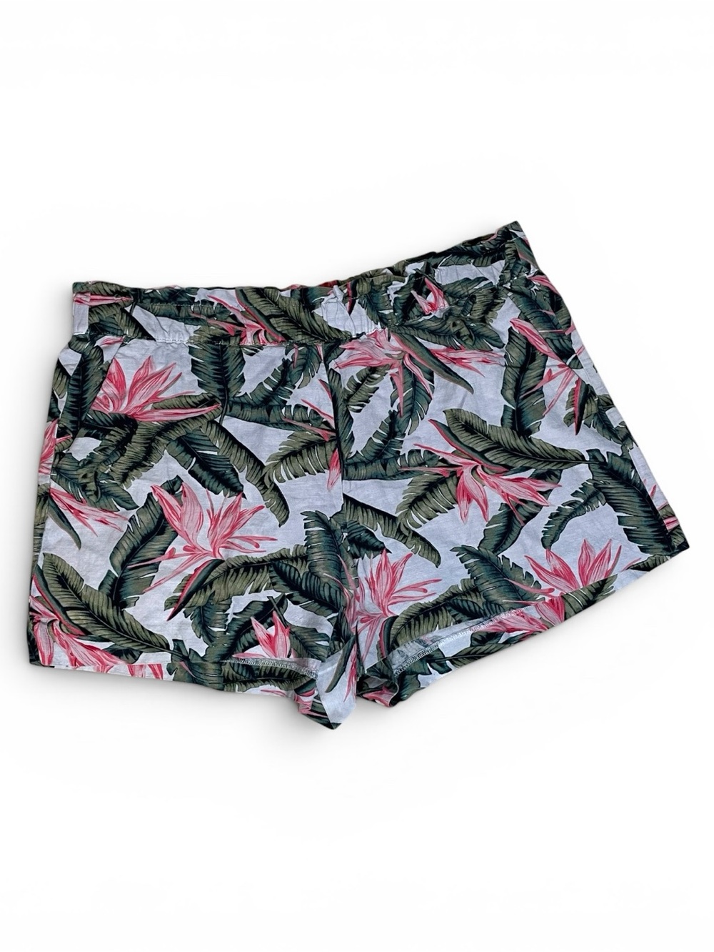 LOFT Linen Blend Tropical Paper Bag Summer Casual Beach Fun Pull On Shorts Sz XL